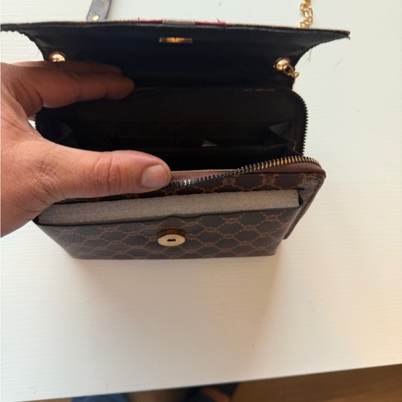 Tory Burch Brown Patterned Crossbody Bag with Red Accent - Picture 6 of 6